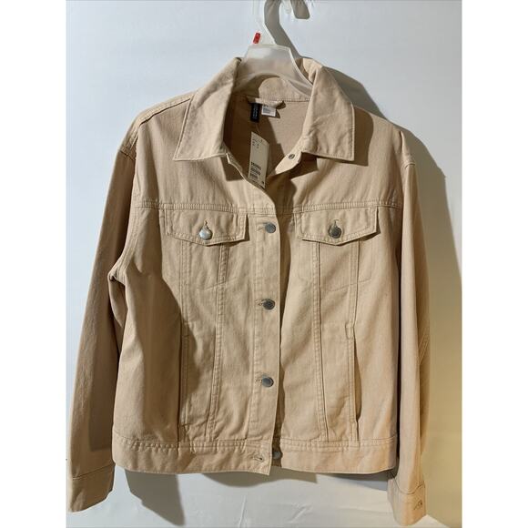 H&M Divided Denim Jacket Mens Size S Beige Womens - Picture 1 of 5